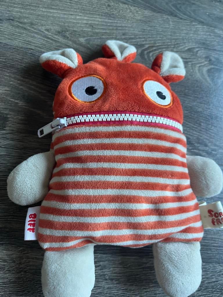 Schattige oranje gestreepte knuffel met rits, Oranje, Overige merken, Overige karakters, Overige typen