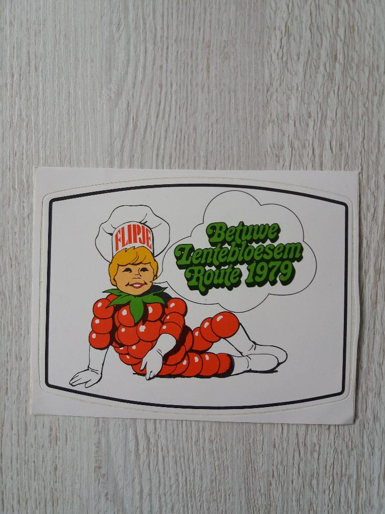 sticker FLIPJE Betuwe Lentebloesem Route 1979, Verzamelen, Stickers, Ophalen of Verzenden, Zo goed als nieuw, Overige typen