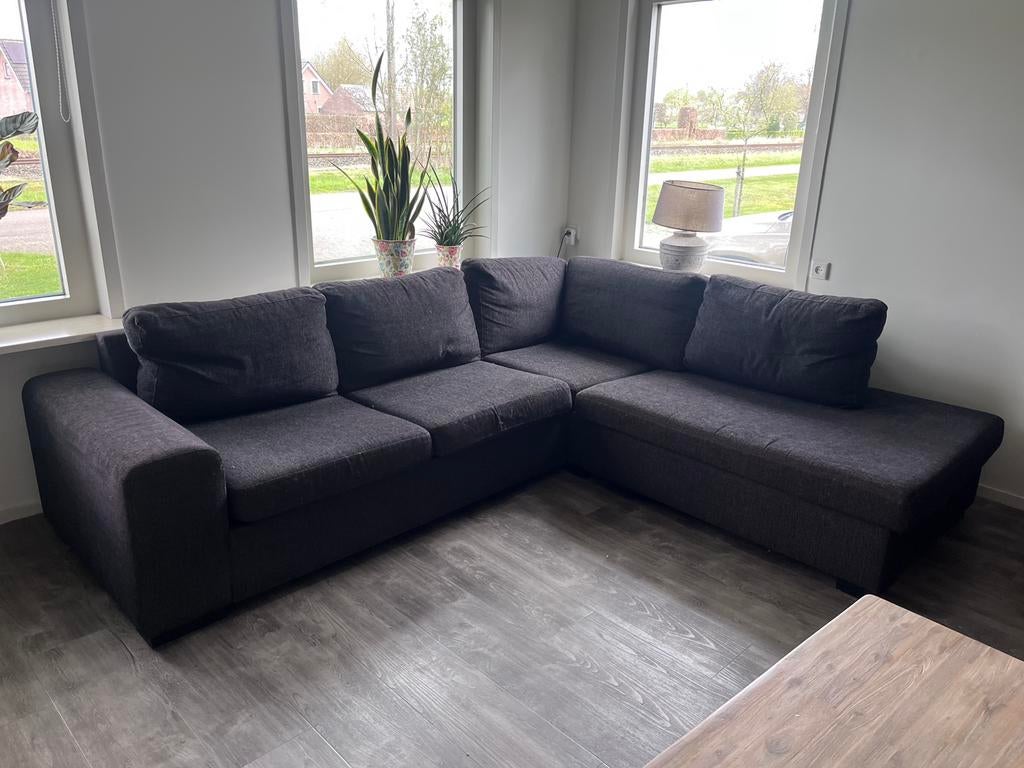 Hoekbank, grijze bekleding, Ophalen, Gebruikt, Stof
