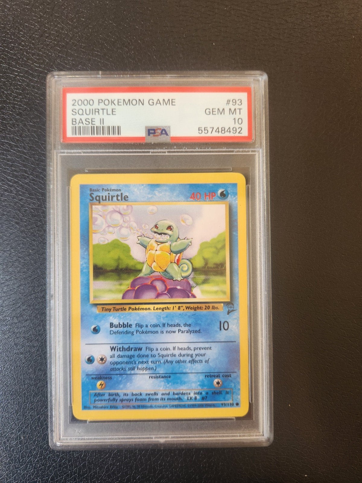 Squirtle Base Set 2 PSA 10 - Vintage Pokémon Kaart, Ophalen of Verzenden, Zo goed als nieuw, Losse kaart