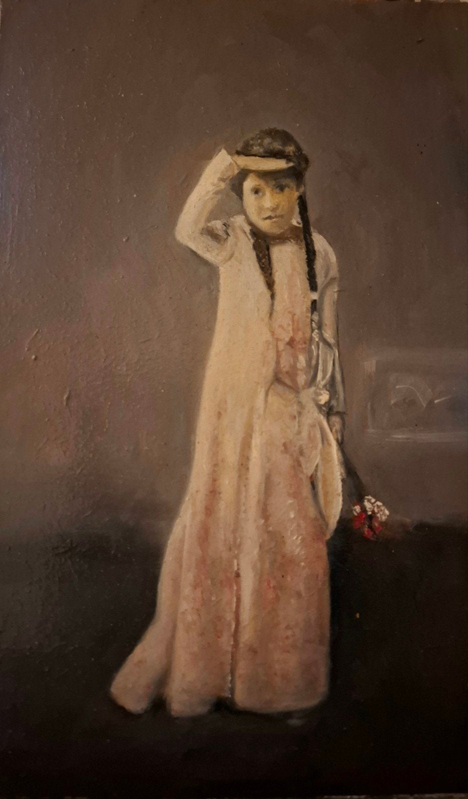 Schilderij meisje rond 1900, Ophalen of Verzenden, Zo goed als nieuw, Maat 34 (XS) of kleiner, Overige typen
