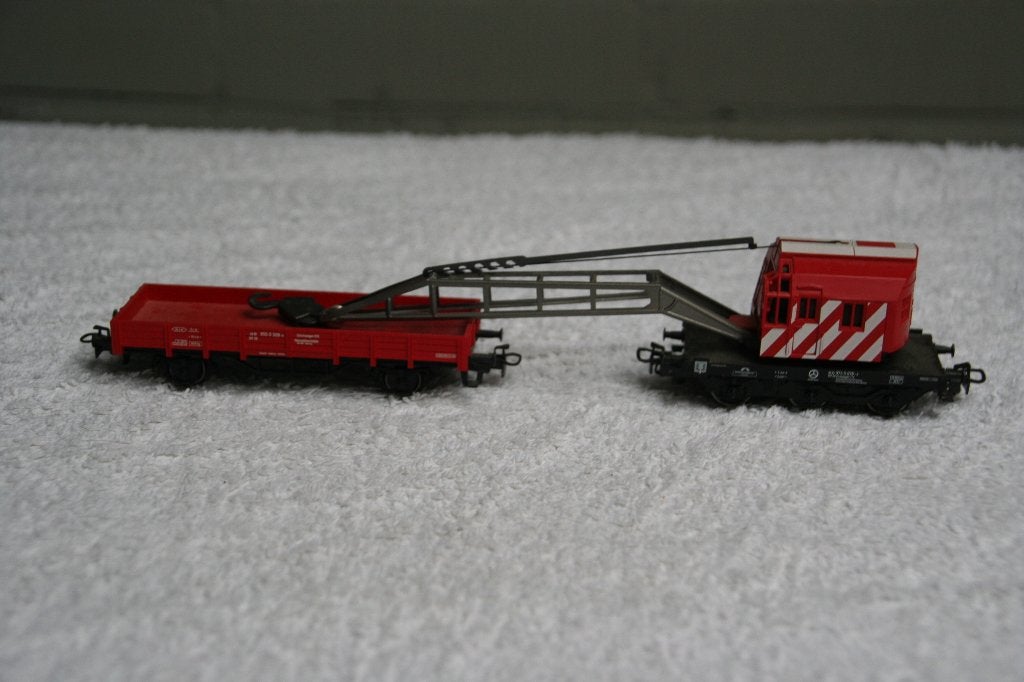Marklin HO Kraan rood/wit + laadwagon (7.15), Wisselstroom, Gebruikt, Wagon, Ophalen of Verzenden