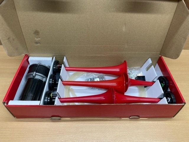 Luchthoornset 5 tonig River Kwai 12 volt., Auto diversen, Eddiys, Espel, Nieuw, Info@eddiys.eu