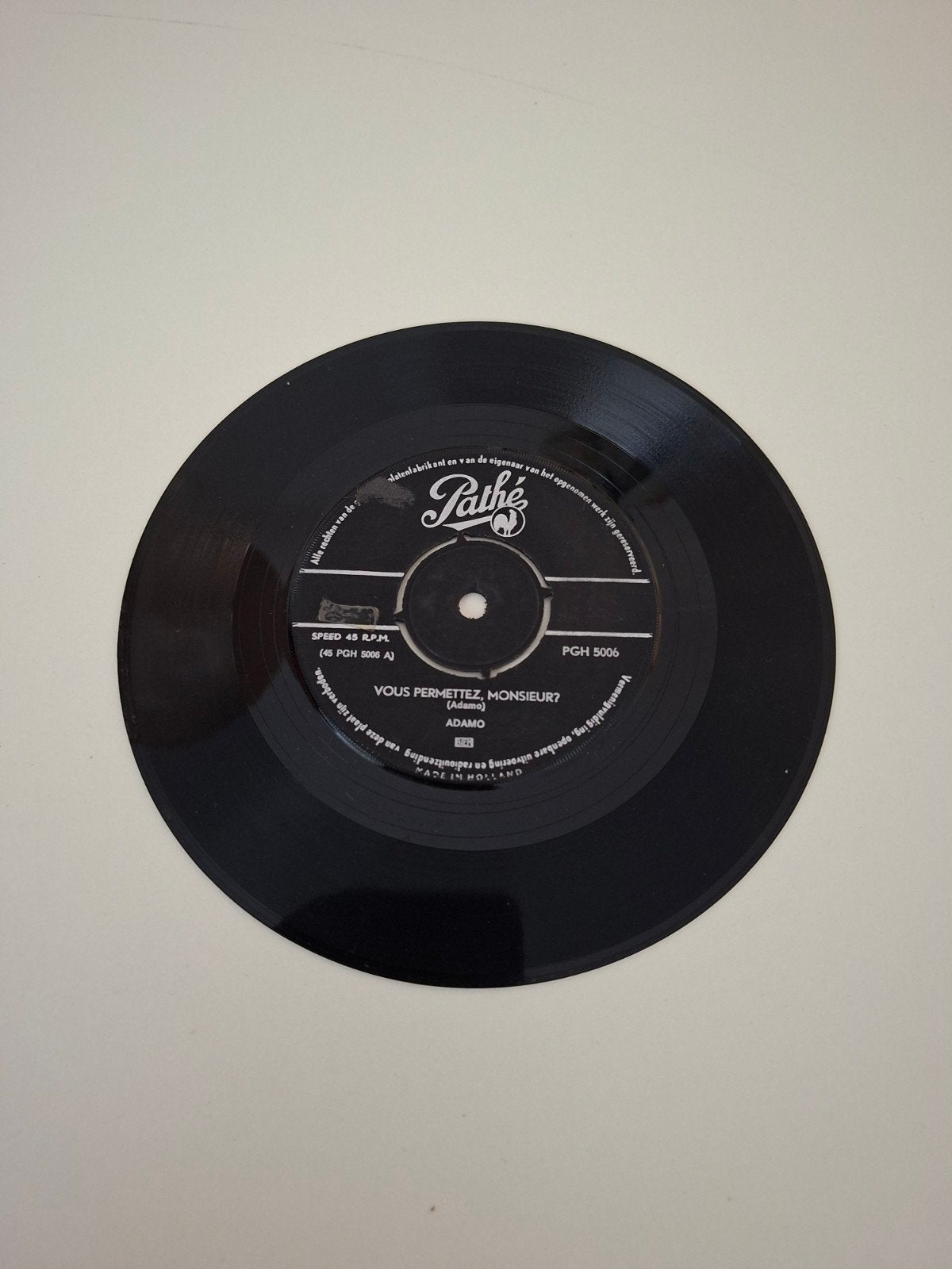 Adamo - Dans le Vert de Ses Yeux / Vous Permettez, Monsieur?, Cd's en Dvd's, Gebruikt, 7 inch, Ophalen of Verzenden, Pop