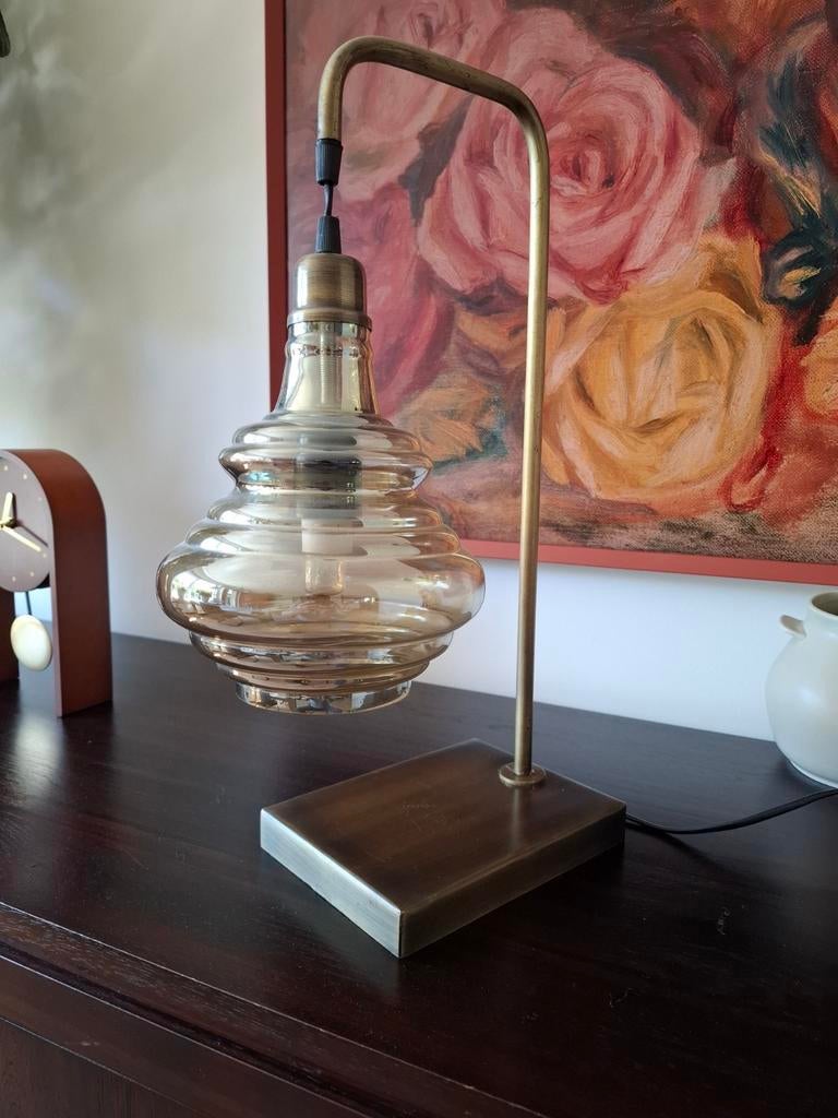 BePureHome Obvious Tafellamp - Glas/Metaal - Antique Brass, Ophalen of Verzenden, Zo goed als nieuw, Glas, Modern, Industrieel, Klassiek