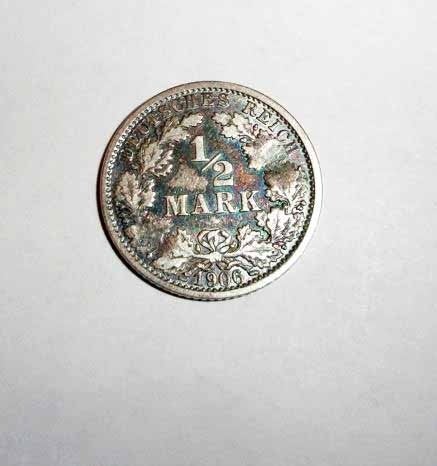 Munt Duits Halve Mark 1906 zilver, Verzenden, Duitsland, Losse munt, Zilver