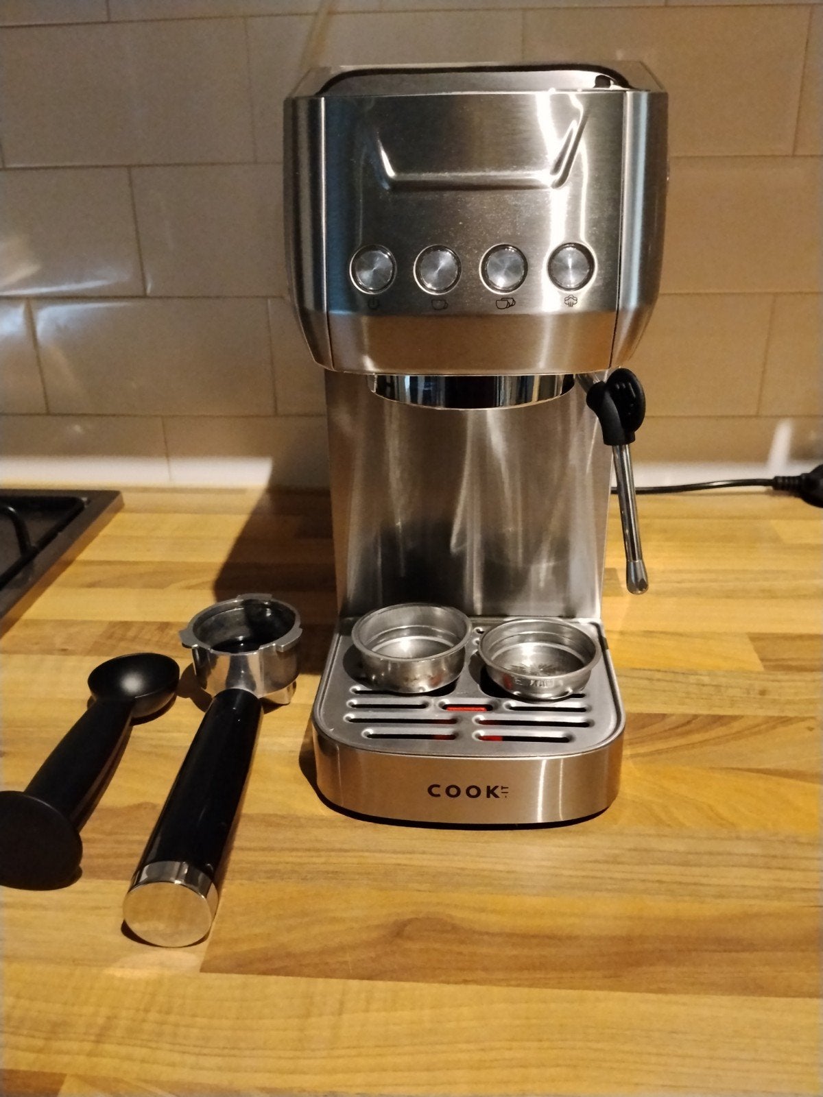 Cook Espresso Apparaat - Gebruikt, niet mijn ding, Witgoed en Apparatuur, Koffiezetapparaten, Stoompijpje, Gebruikt, Espresso apparaat