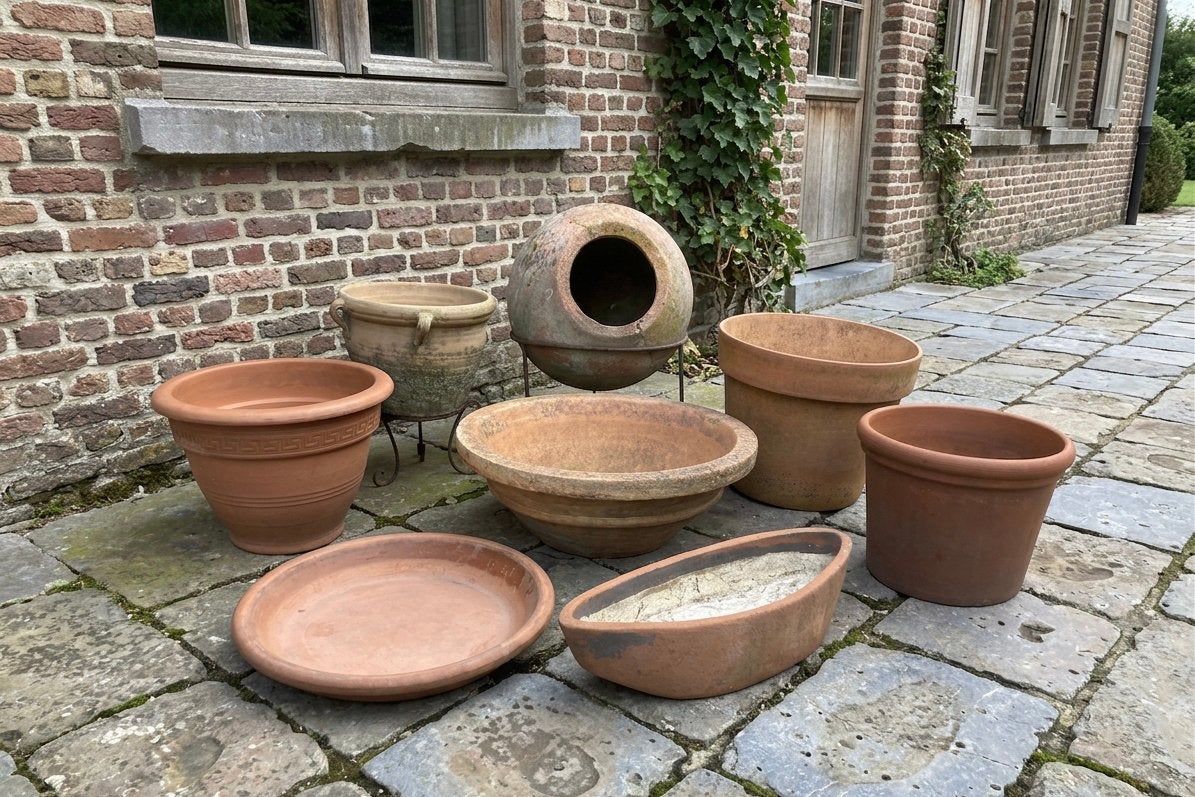 Bloempotten uit te kiezen aan 15€ per stuk., Tuin en Terras, Ophalen, Rond, Zo goed als nieuw, Tuin