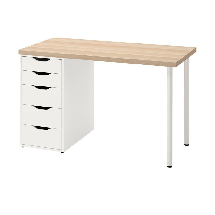 IKEA Lagkapten / Alex bureau met lades - Wit, Ophalen, Met lades, Gebruikt, Spaanplaat of MDF