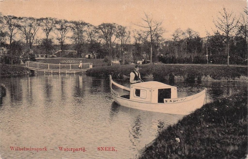 703-436-017 Wilhelminapark Waterpartij Sneek, Verzamelen, Ophalen of Verzenden, Voor 1920, Friesland