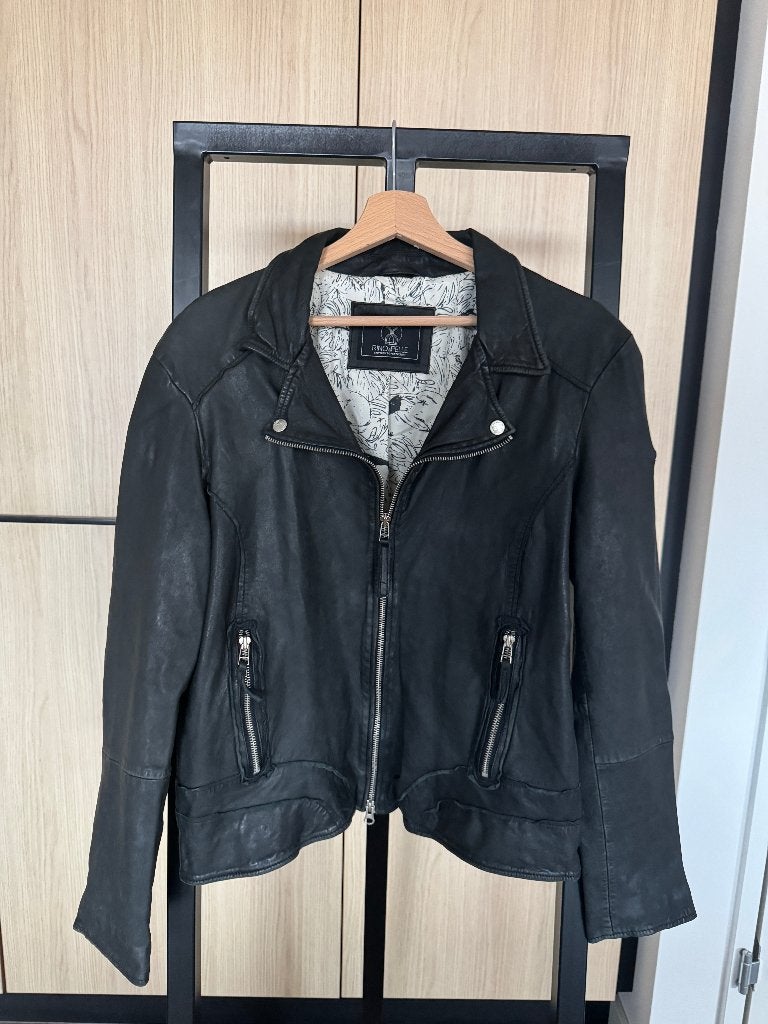 Rino & Pelle Kort Biker Jacket - Dames Zwart maat 44 jas, Kleding | Dames, Jassen | Zomer, Zwart, Maat 42/44 (L), Ophalen of Verzenden