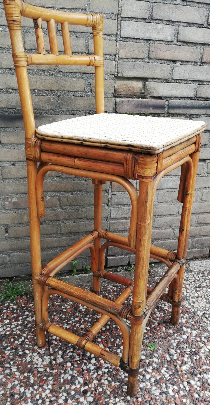 Kruk/barkruk. ROHÉ ? Rotan. Ca '60/'70. 106 cm., Ophalen of Verzenden, Zo goed als nieuw, Overige materialen