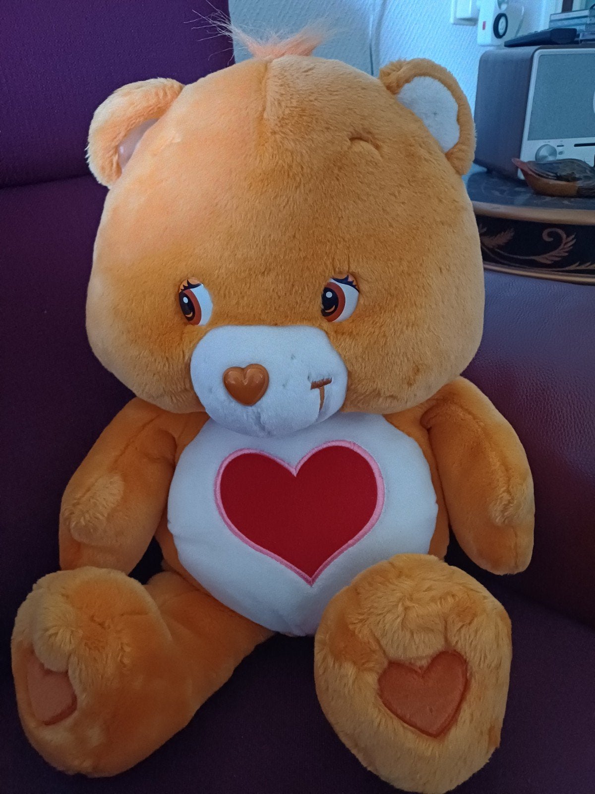 Vintage care bears / troetelbeertjes harten beertje 70 cm, Ophalen, Gebruikt, Stoffen beer, Overige merken