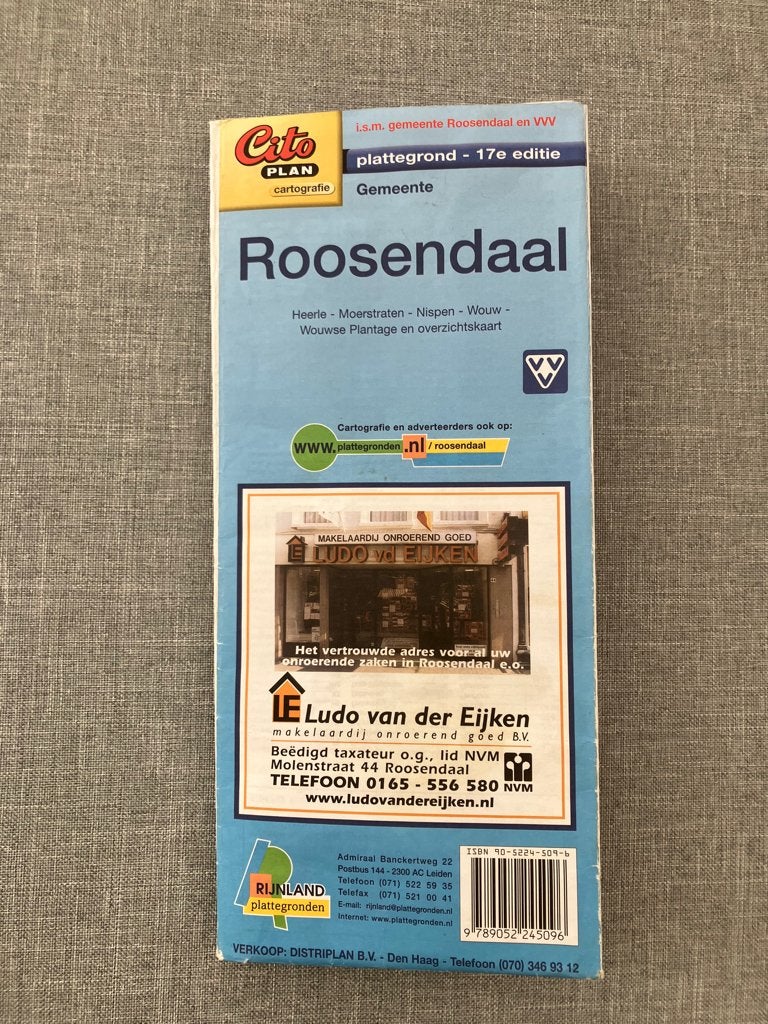 Plattegrond Roosendaal 17e editie , Ophalen of Verzenden, Gelezen, 1800 tot 2000, Overige typen
