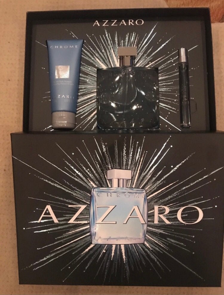 Azzaro chrome 100ml, 10ml en 75ml shampoo geschenkset, Ophalen of Verzenden, Nieuw