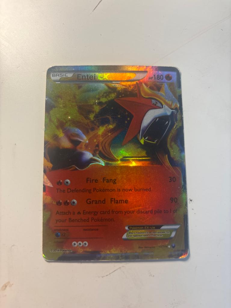 Entei EX Pokémon Kaart - Full Art Foil, Ophalen of Verzenden, Gebruikt, Losse kaart, Foil