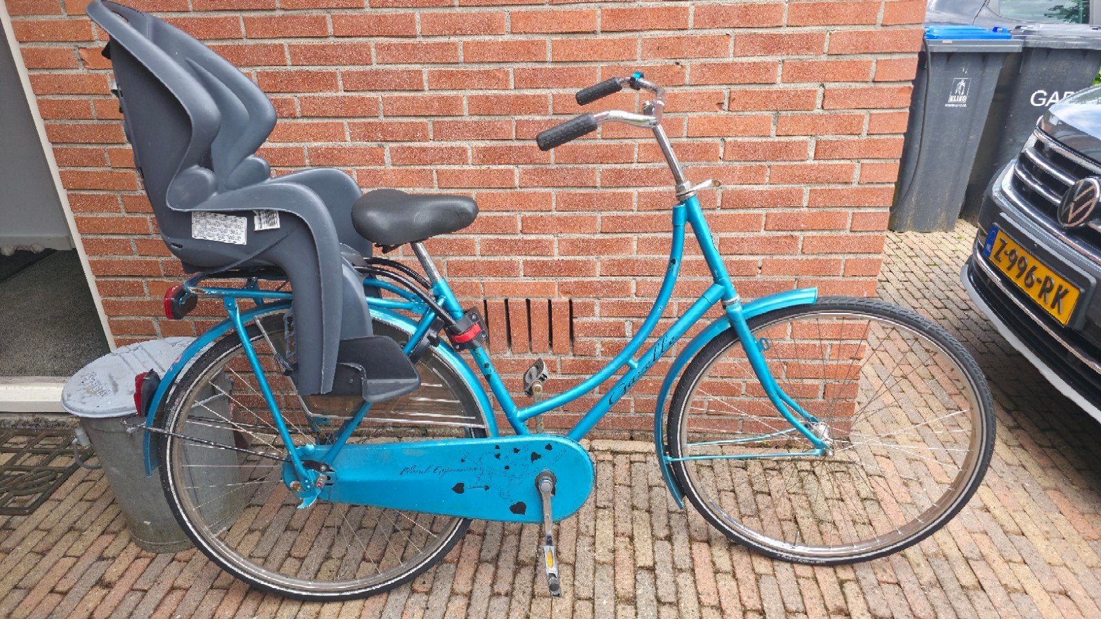 Gazelle omafiets 28 inch met fietsstoel., 53 tot 56 cm, Ophalen, Gebruikt, Gazelle
