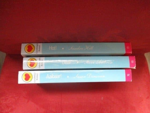 3 Candlelght Pink Pocket romans: Hot!, Deal!, Aaibaar!, Boeken, Romans, Gelezen, Sandra Hill, Starr Ambrose, Susan Donovan, Ophalen of Verzenden
