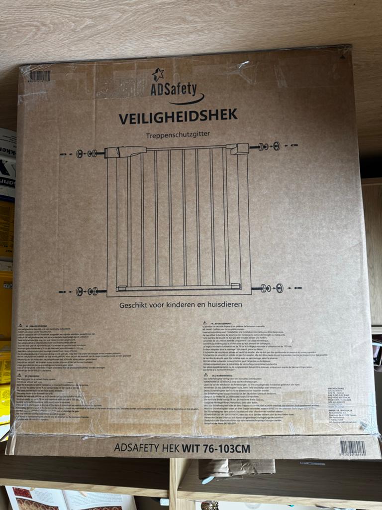 ADSafety Veiligheidshek Wit 76-103cm, Kinderen en Baby's, Traphekjes, Nieuw, Klemhekje, Metaal of IJzer, 100 tot 115 cm, Ophalen of Verzenden