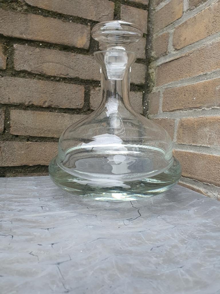Vintage glazen tuimel karaf met stop roly poly, Ophalen of Verzenden