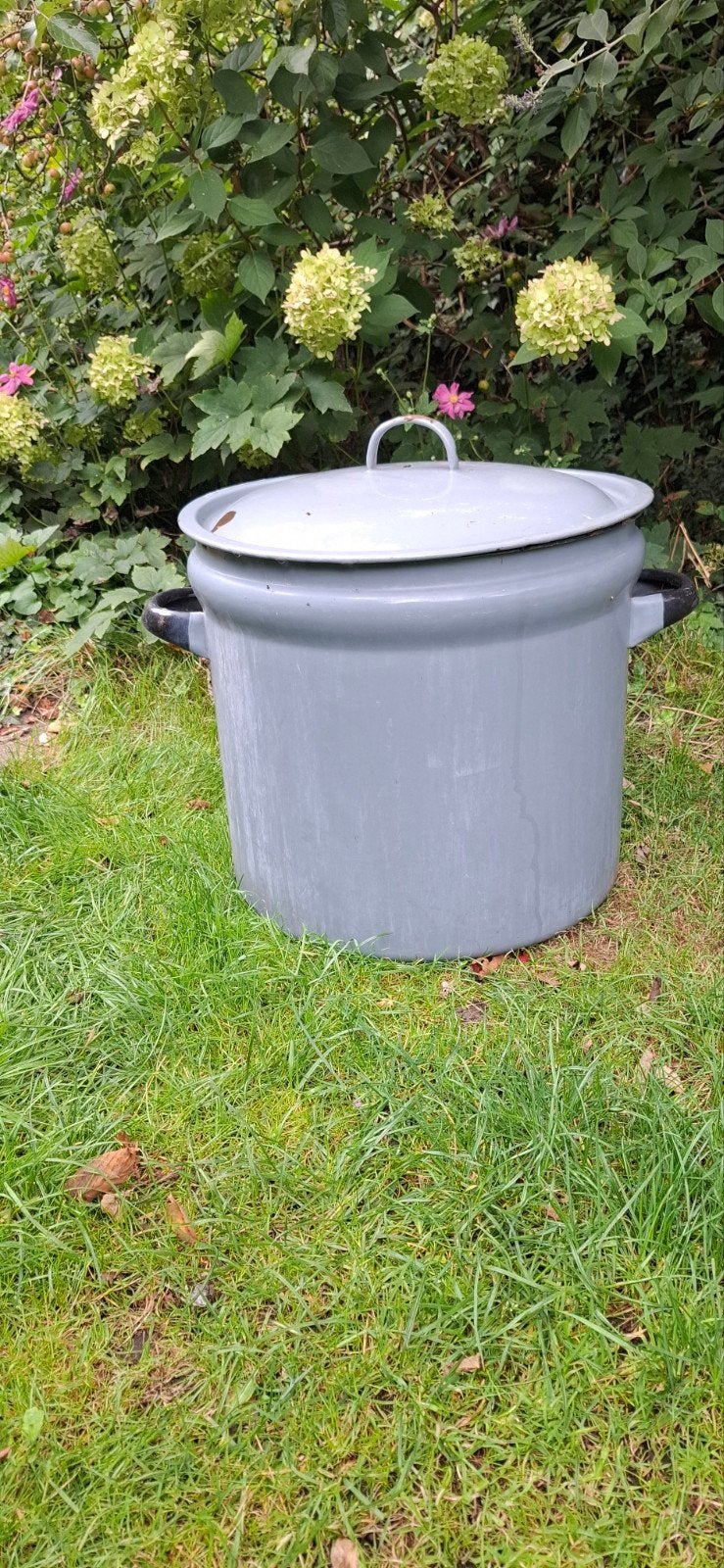 Vintage Grijze Emaille Inmaakketel / Weckketel, Ophalen, Gebruikt, Rond, Tuin