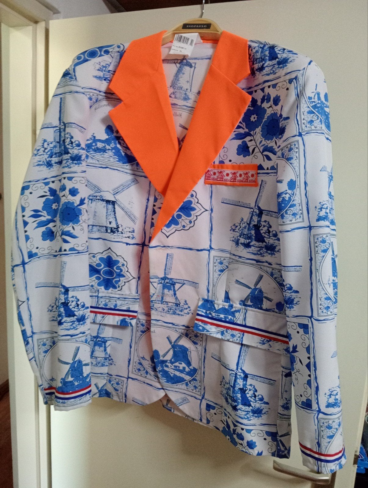 Delfts Blauw Oranje Colbert, Maat 52/54 (L), Zo goed als nieuw, Kleding, Oranje of Koningsdag