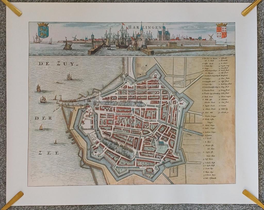 Historische Stadsplattegrond Harlingen - Schotanus 1664, Bernardus Schotanus a Sterringa, Voor 1800, Ophalen of Verzenden, Nederland