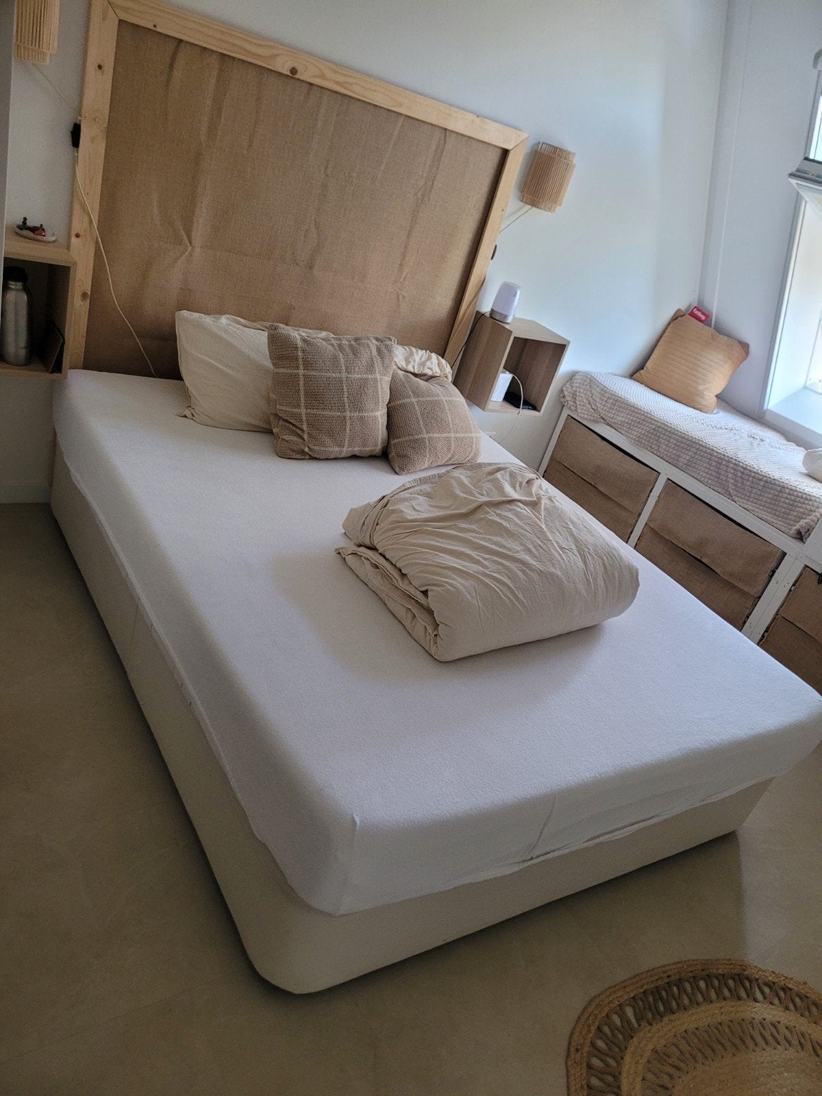 IKEA KVITSÖY Tweepersoonsbed 160x200 met opbergruimte, Huis en Inrichting, Slaapkamer | Bedden, Ophalen, Overige materialen, Gebruikt