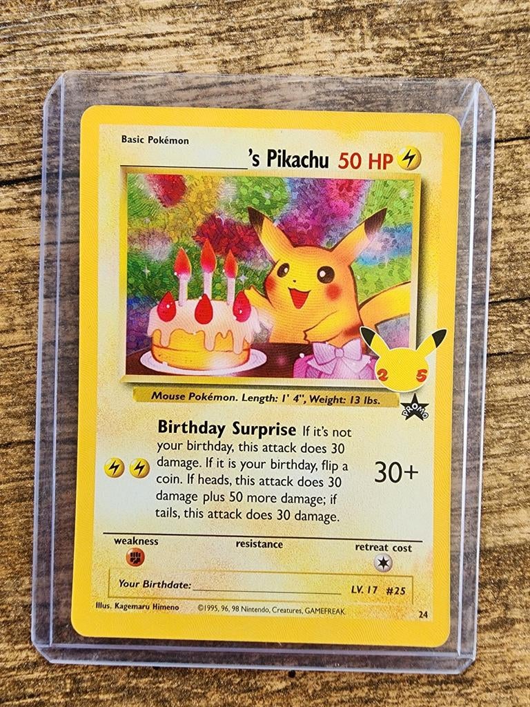 Pokemon celebrations s' Pikachu birthday 25 year, Ophalen of Verzenden, Zo goed als nieuw, Losse kaart