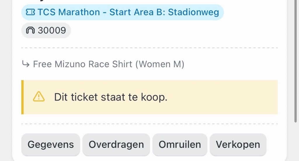 Marathon ticket Amsterdam, Tickets en Kaartjes, Eén persoon