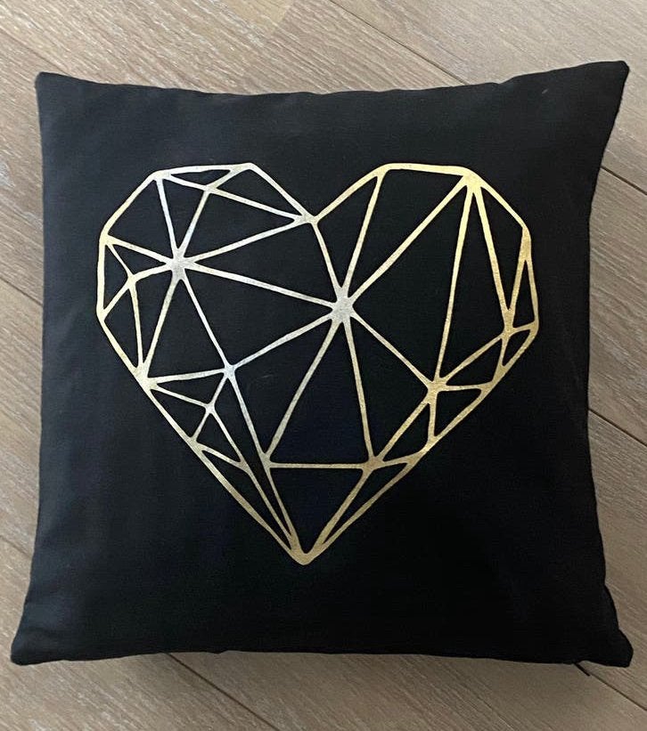 Design Kussen, zwart met goud, 45x45cm, nieuw, Huis en Inrichting, Handgemaakt, Overige merken, Zwart, Vierkant