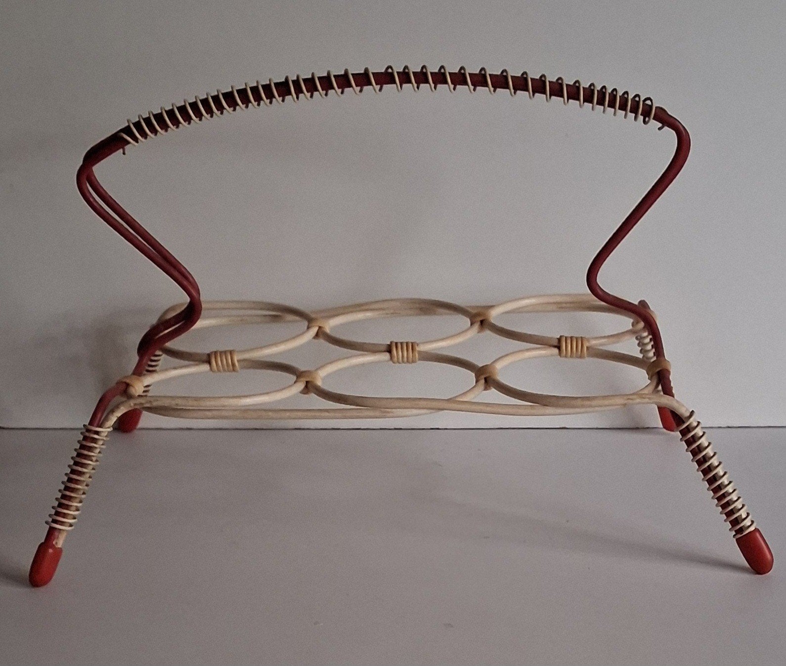 Glazen houder. Ca 1950/1960. Geplastificeerd metaal., Ophalen