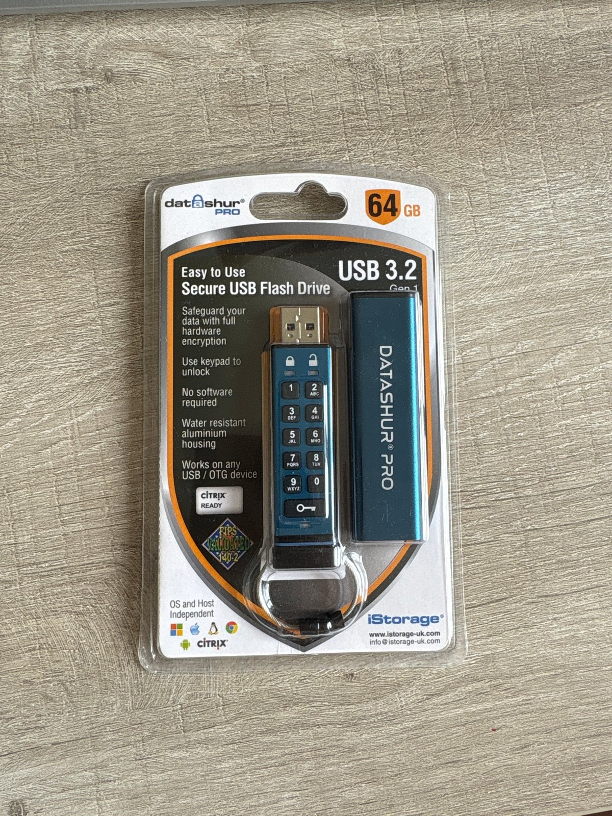 DataShur Pro USB 3.2 Secure Flash Drive 64GB, Computers en Software, USB Sticks, Ophalen of Verzenden, Nieuw, 64 GB