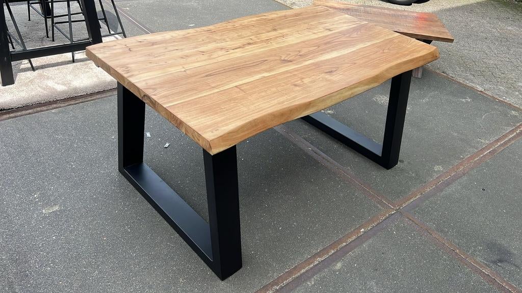 Eettafel massief ACACIA boomstamblad  160x90 SHOWMODEL, Ophalen, Nieuw, 50 tot 100 cm, 150 tot 200 cm