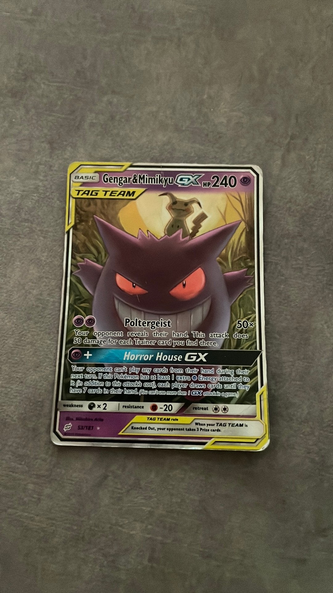 Gengar&mimikyu gx tag team, Ophalen, Gebruikt, Losse kaart