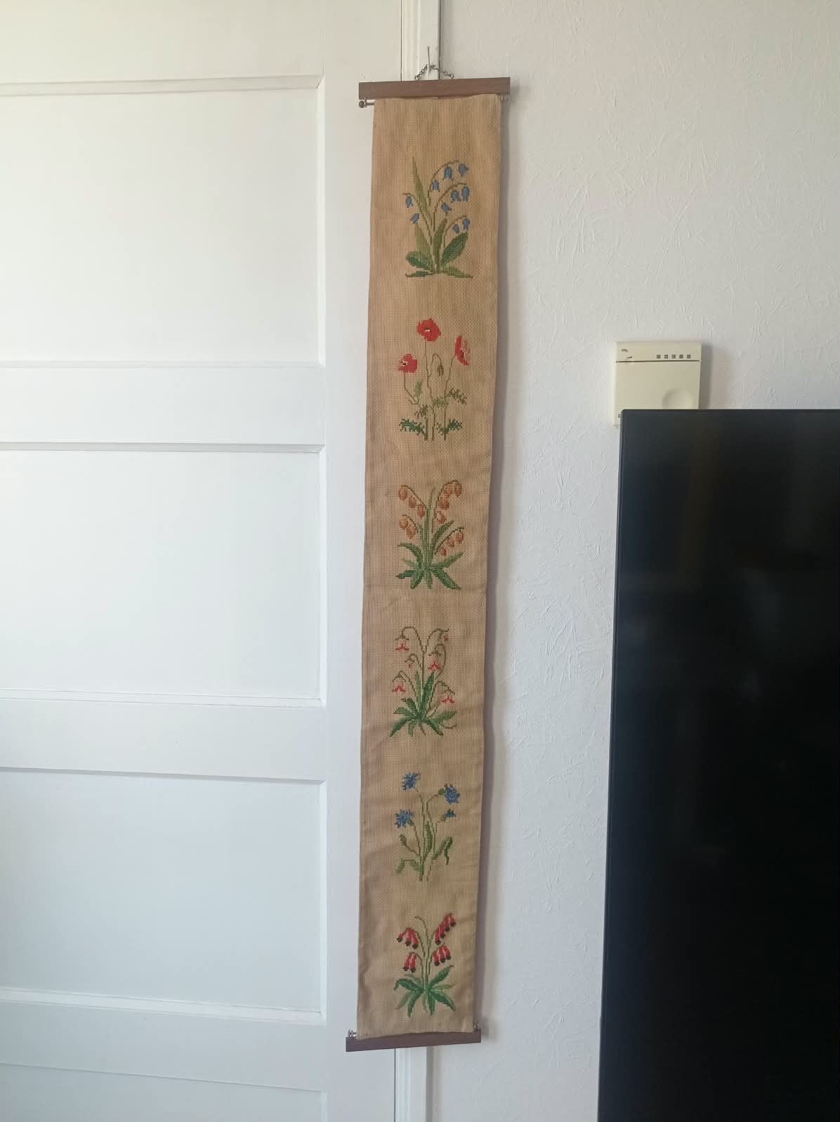 Vintage Schellekoord met Geborduurde Bloemen 121x15,5 cm, Ophalen of Verzenden