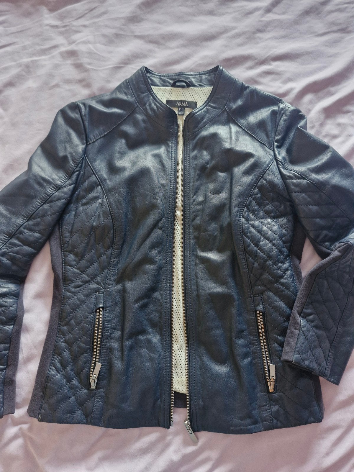 ARMA Leren Jas Dames - Donkerblauw - Maat 42, Kleding | Dames, Maat 38/40 (M), Blauw, Ophalen of Verzenden, Zo goed als nieuw