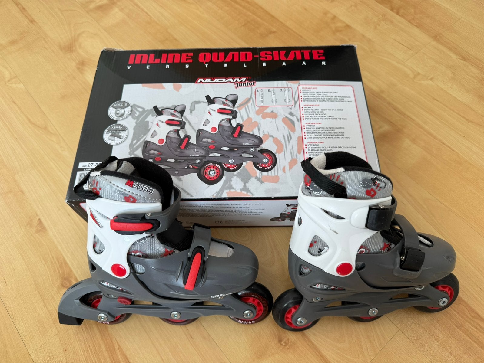 Nijdam Junior Inline / Quad / Trike Skate - maat 27 t/m 30, Ophalen, Verstelbaar, Zo goed als nieuw, Bescherming