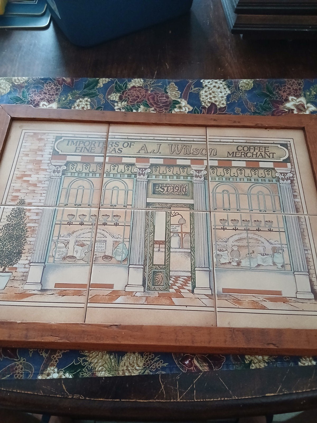 Vintage Tegeltableau A.J. Wilson Koffie- en Theehandelaar, Ophalen of Verzenden
