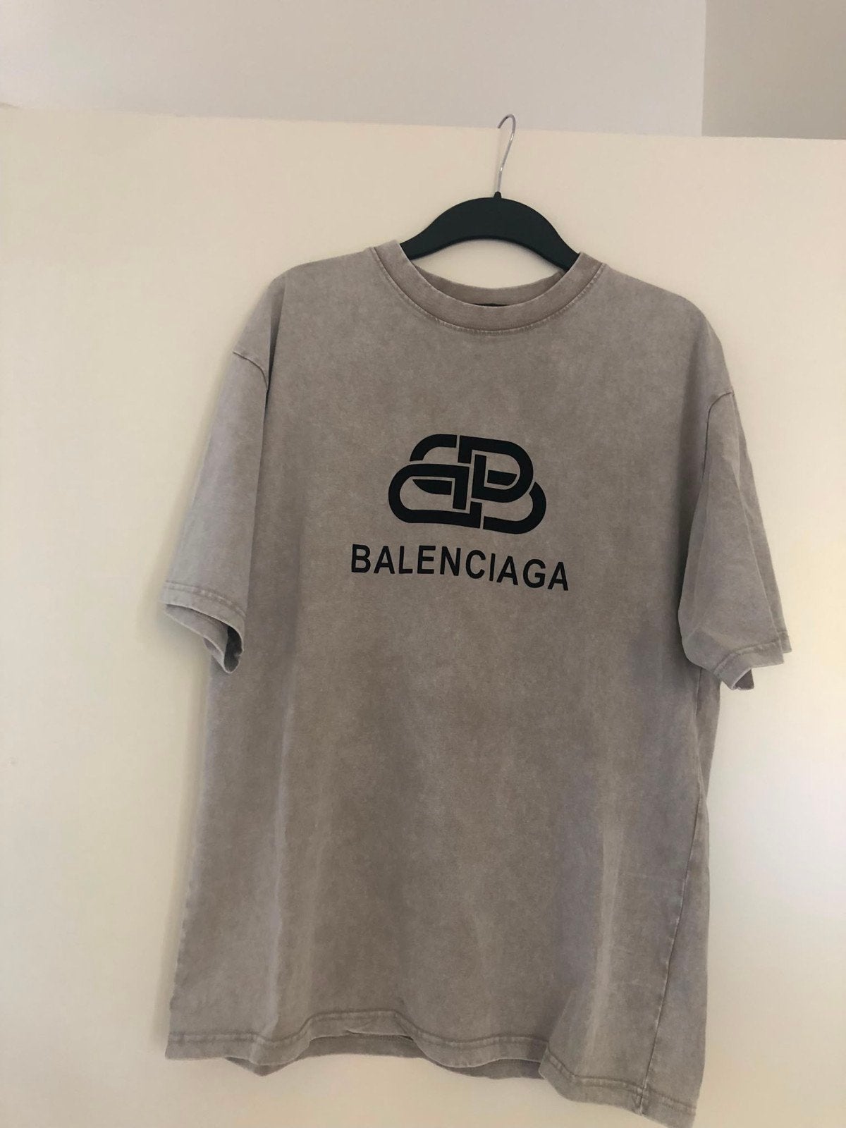 Balenciaga Heren T-shirt - Beige met Zwart Logo - Maat M, Maat 48/50 (M), Beige, Ophalen of Verzenden, Gedragen