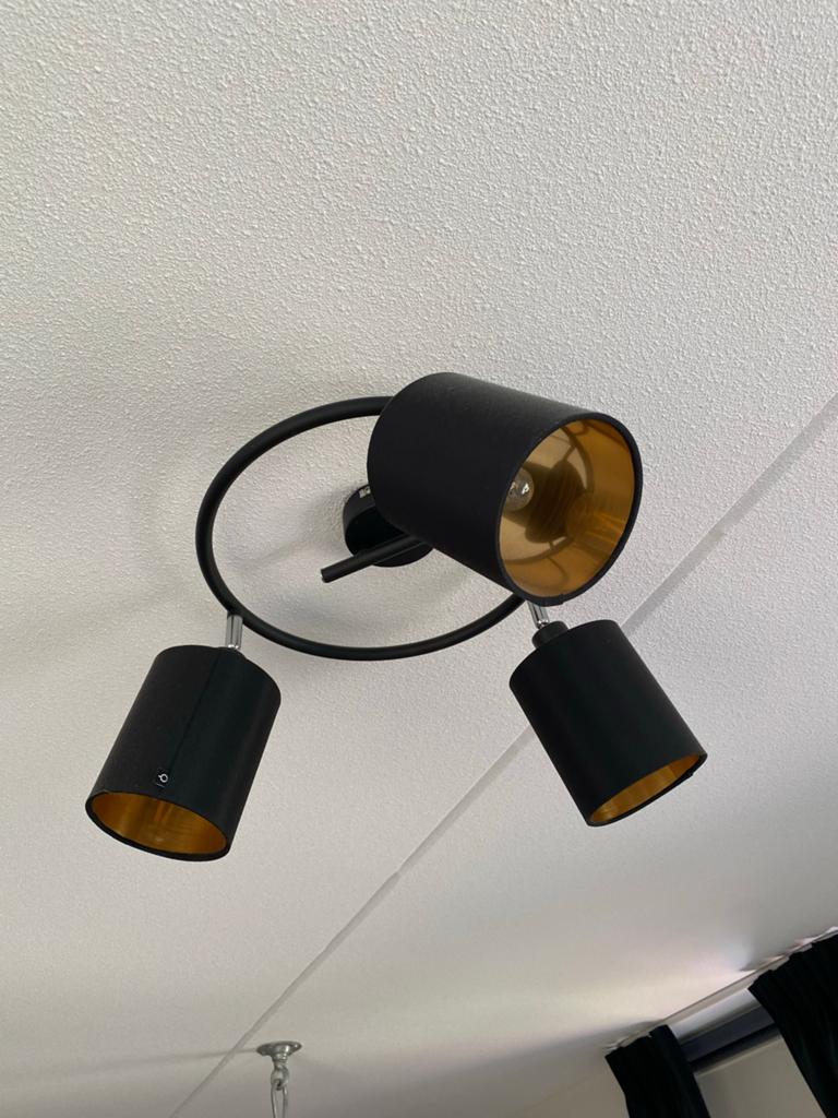 Set van plafondlamp en nachtlamp - Zwart met goud, Huis en Inrichting, Lampen | Plafondlampen, Ophalen of Verzenden, Zo goed als nieuw