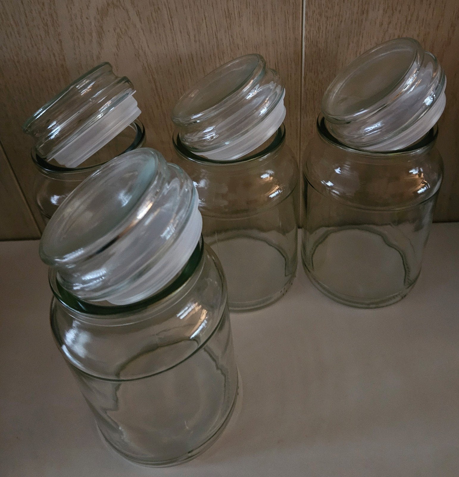 4 DE koffiepotten Douwe Egberts voorraadpotten, Huis en Inrichting, Ophalen, Met deksel, Pot, Bus of Blik, Glas