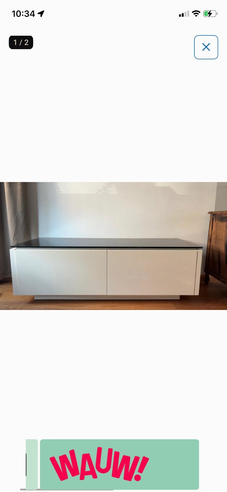Tv meubel wit hoogglans met zwarte glasplaat, Ophalen, Zo goed als nieuw, 25 tot 50 cm