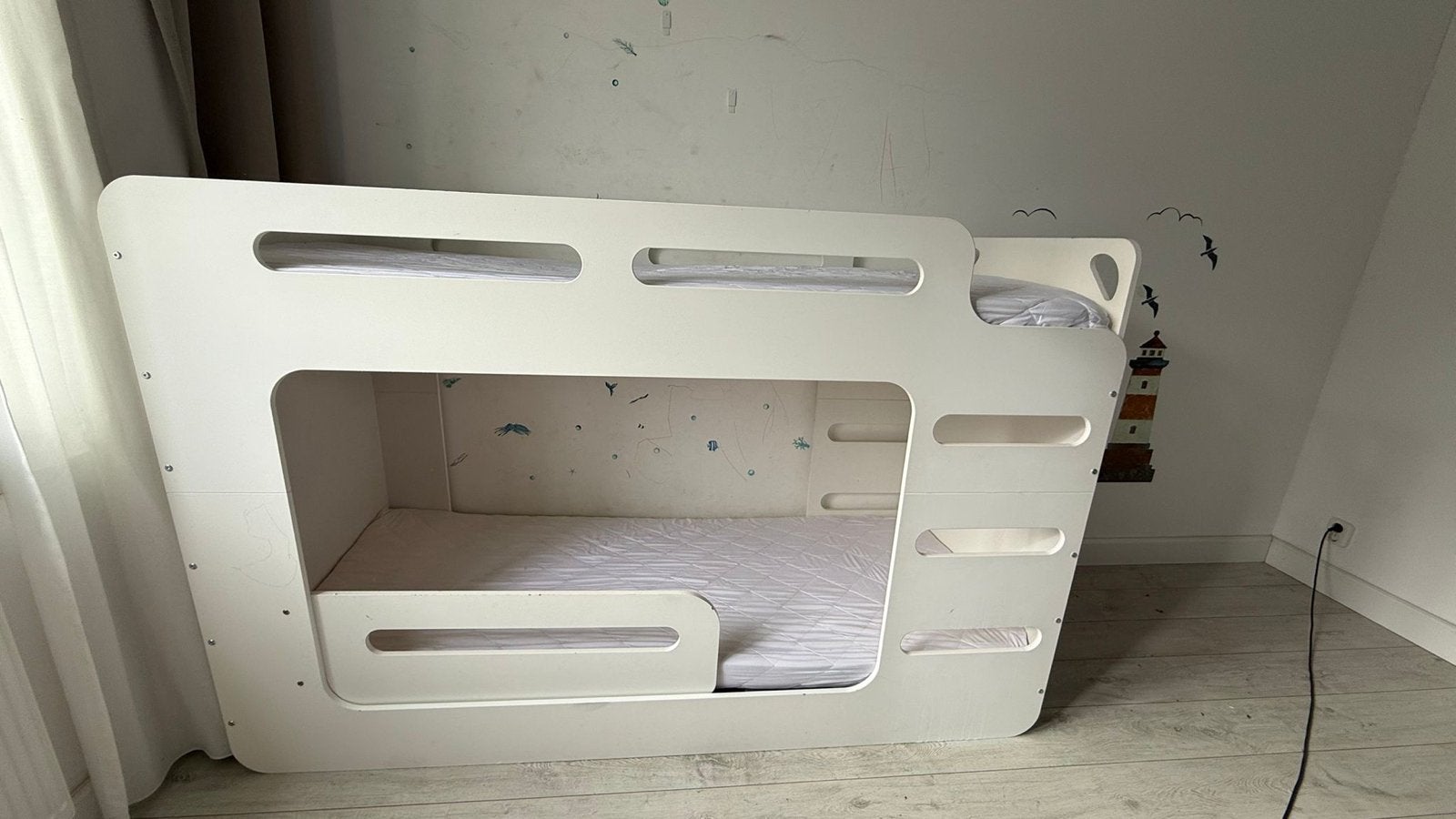Stapelbed wit, Ophalen, Tweepersoons, Minder dan 160 cm, Zo goed als nieuw