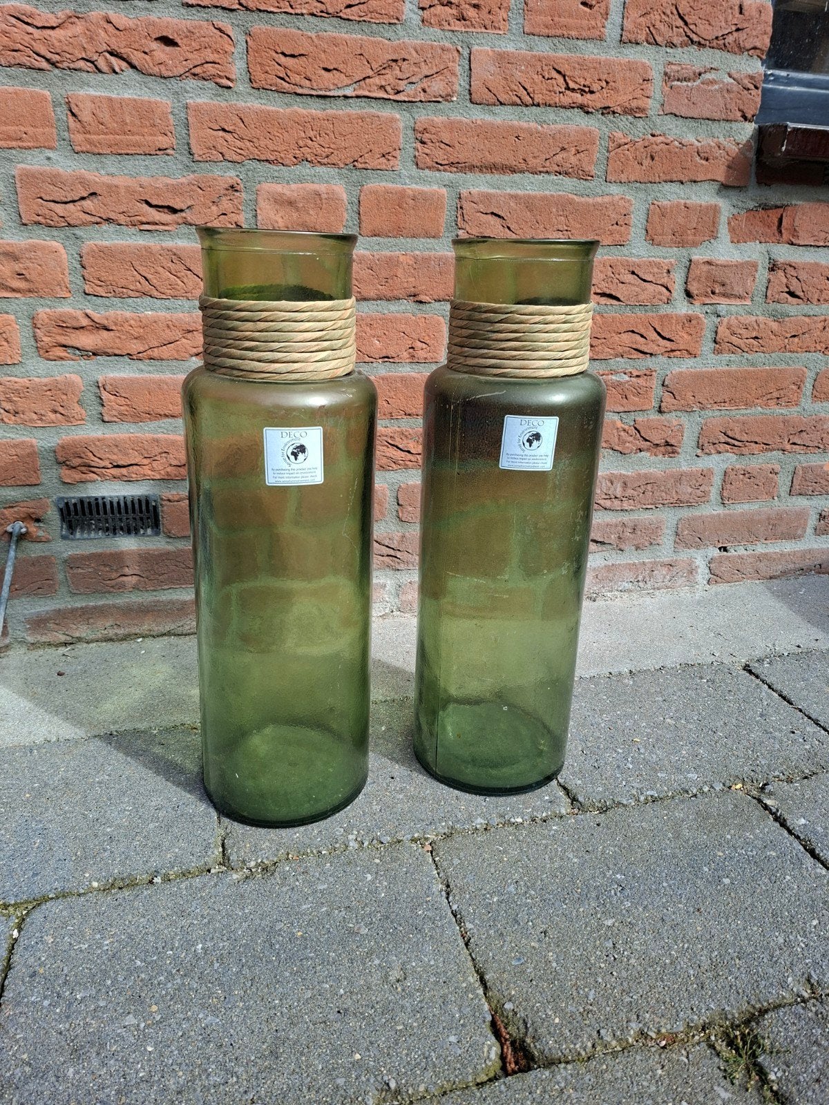 Deco groene vazen / decoratie vazen, Ophalen, Minder dan 50 cm, Groen, Glas
