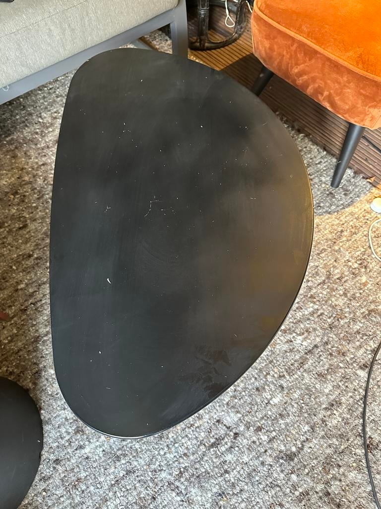 Organische salontafel zwart hout tafel, Ophalen, Zo goed als nieuw, Rechthoekig