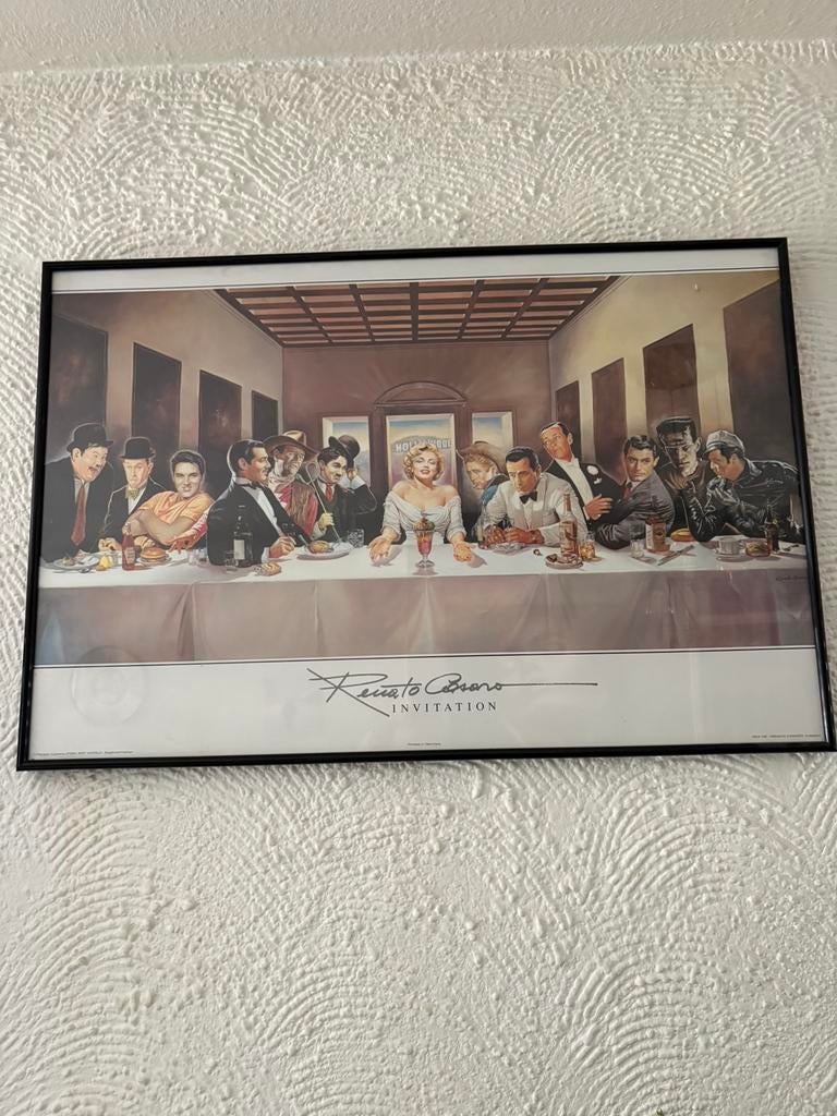 Mooi schilderij met glasplaat ervoor 95x65. Bieden, Antiek en Kunst, Ophalen