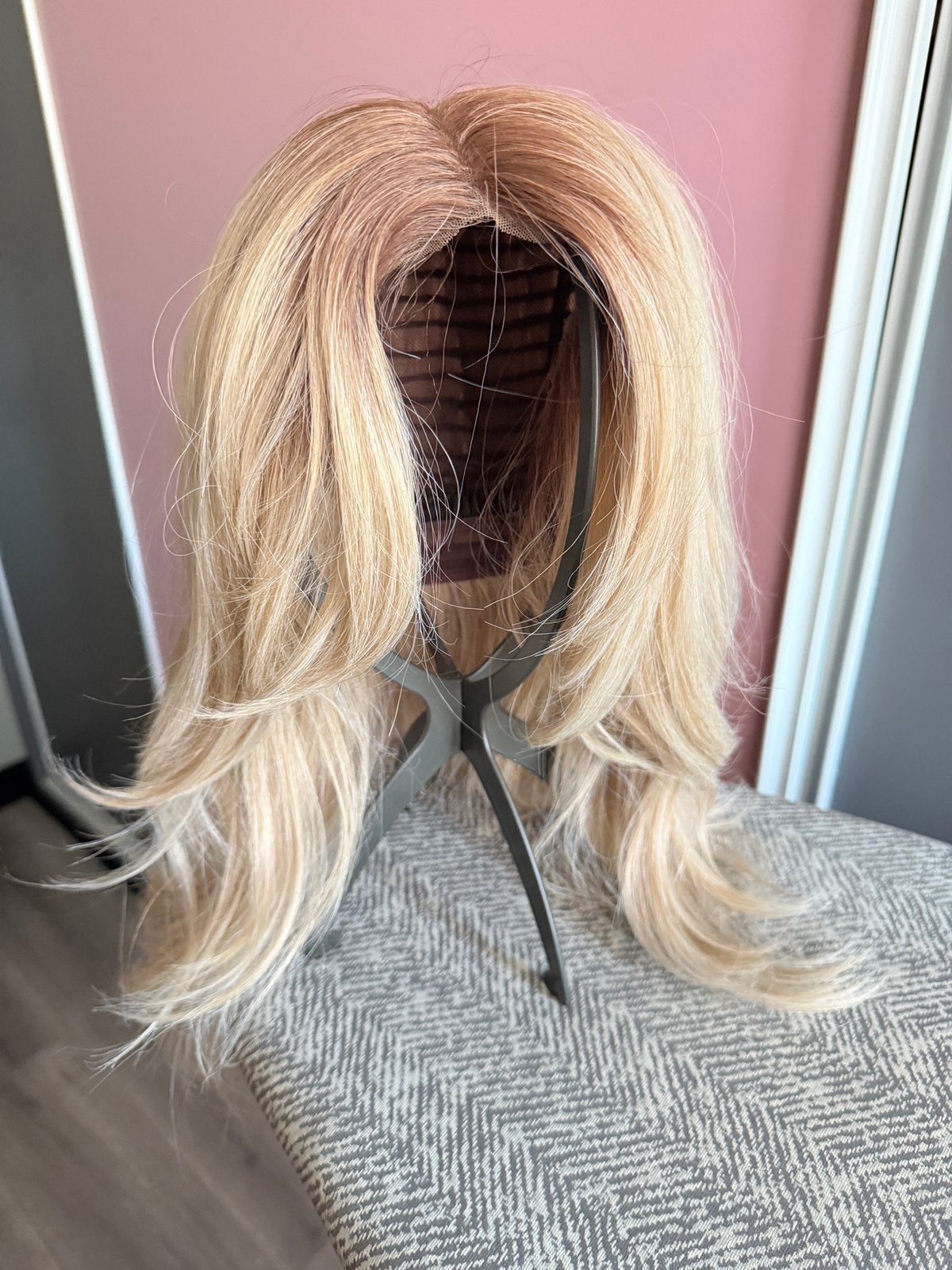 Hele mooi synthetische pruik blond, Ophalen of Verzenden, Zo goed als nieuw, Pruik of Haarverlenging