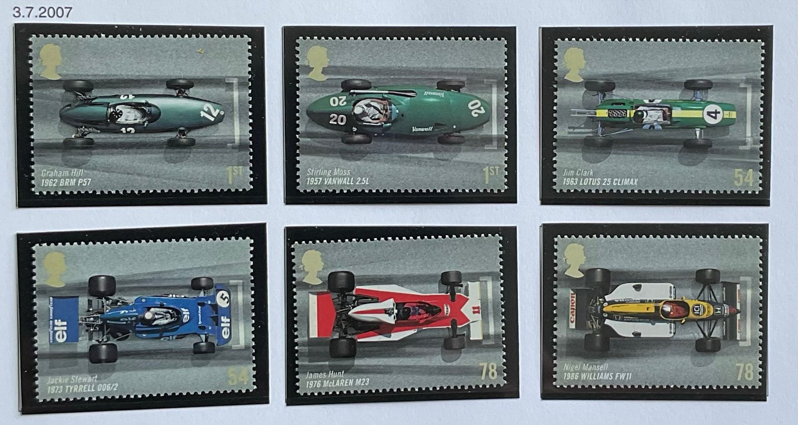 2007 England. Grand Prix Racing Cars Postfris., Postzegels en Munten, Ophalen of Verzenden, Postfris