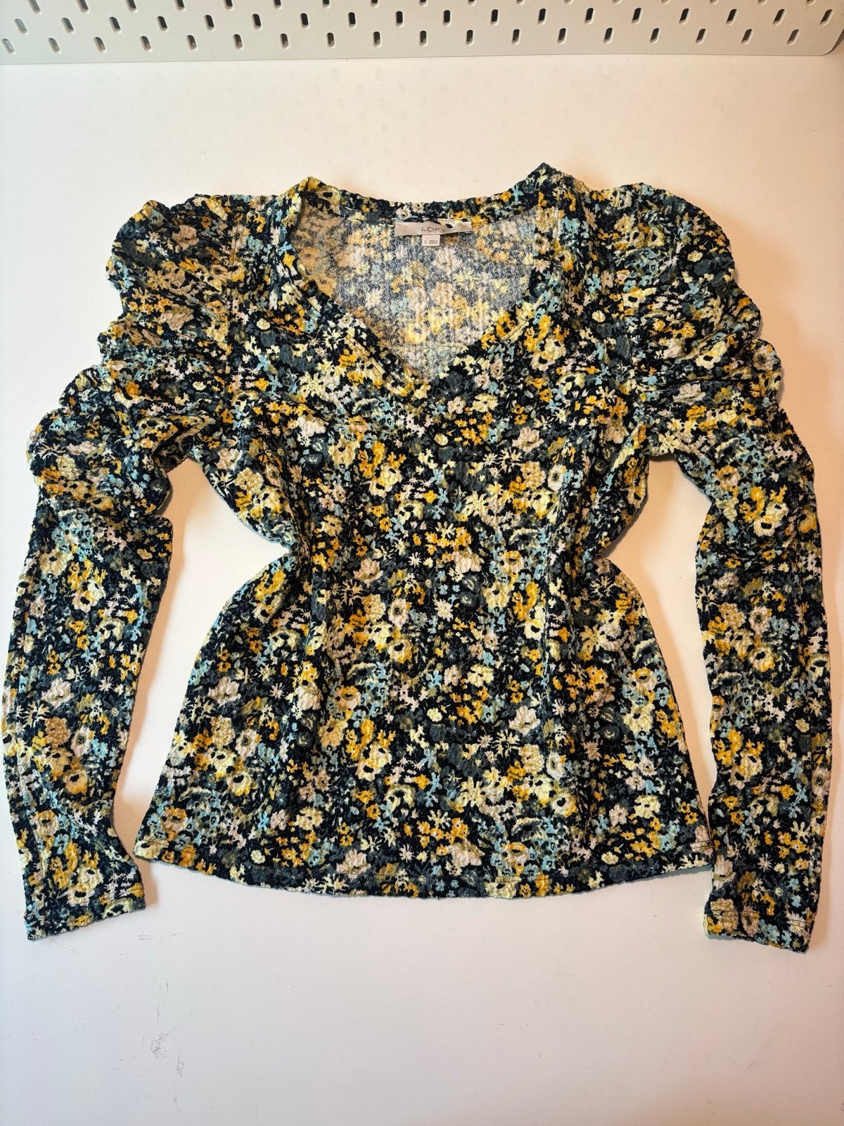 Loft bloemenprint top met lange pofmouwen, Meerkleurig, Ophalen of Verzenden, Zo goed als nieuw, Lange mouw